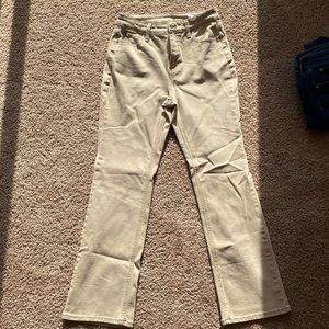 Womens khaki high rise boot pants size 10